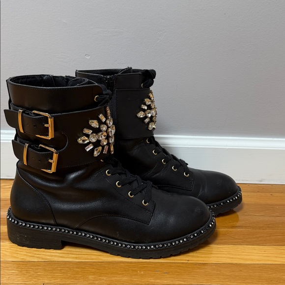 Kurt Geiger Black Ankle Boots with Embellishments - Picture 4 of 8